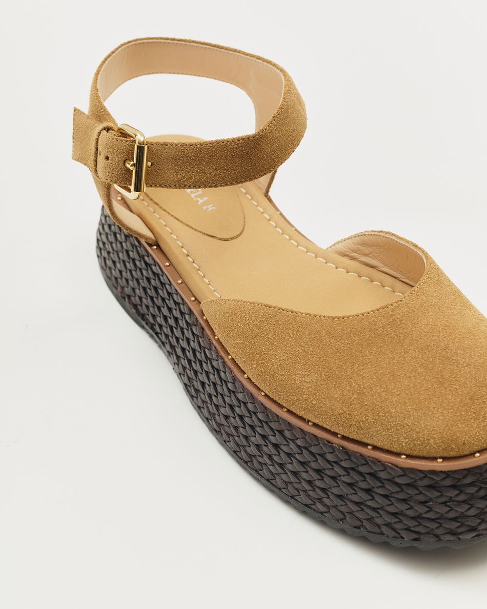 Flatform Mary Jane Camurça Areia