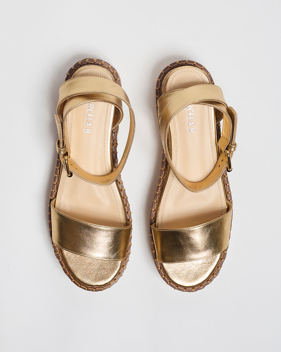 Sandália Flatform Bianca Bamboo Ouro