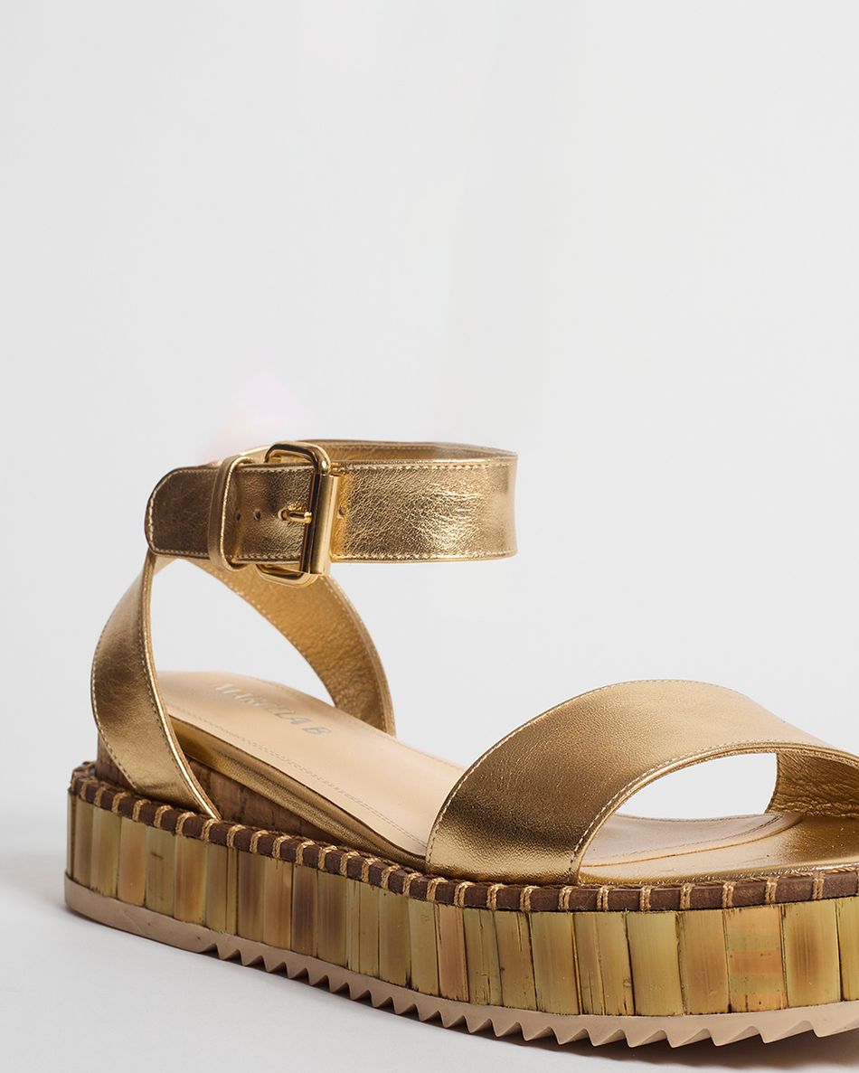 Sandália Flatform Bianca Bamboo Ouro