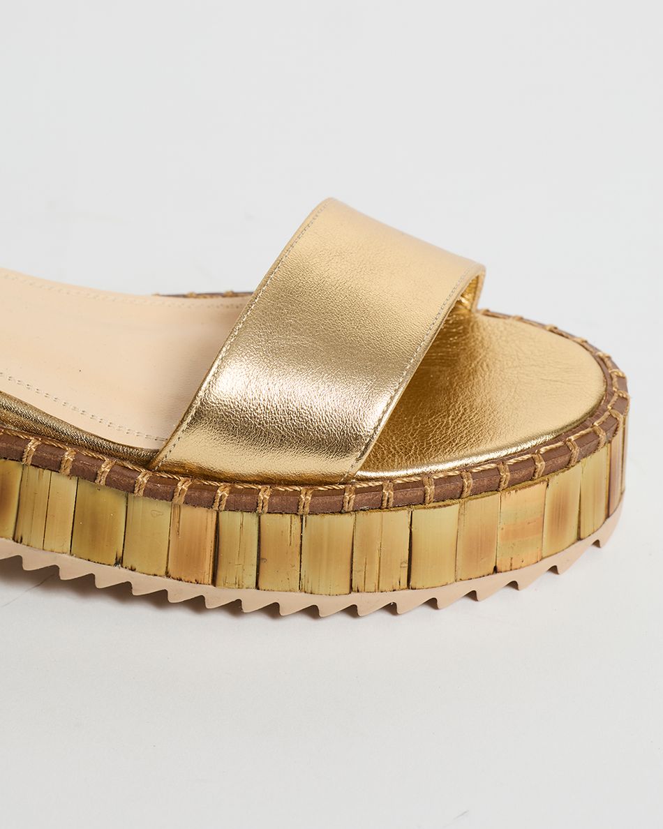 Sandália Flatform Bianca Bamboo Ouro