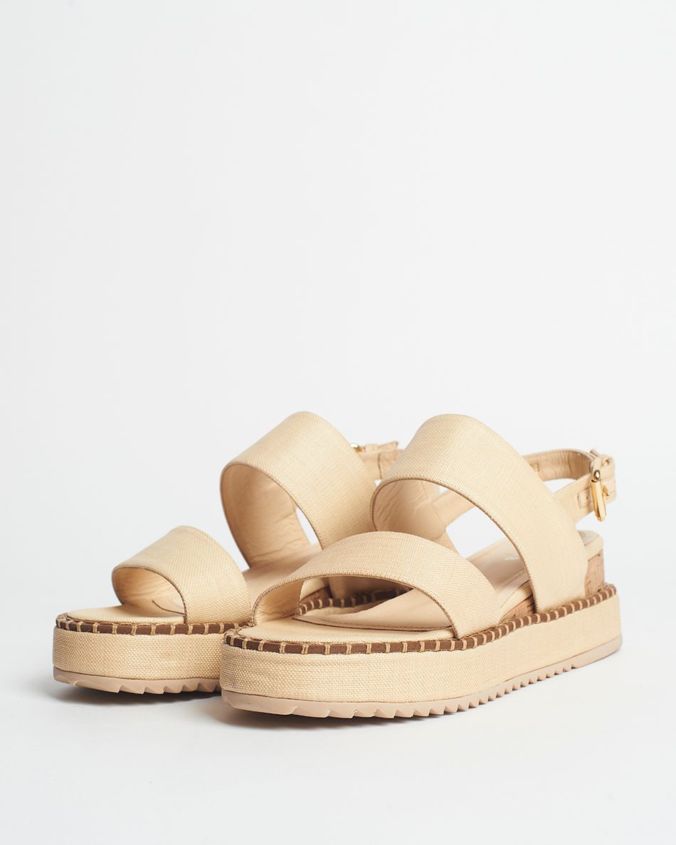 Sandália Flatform Julia Palha Bege