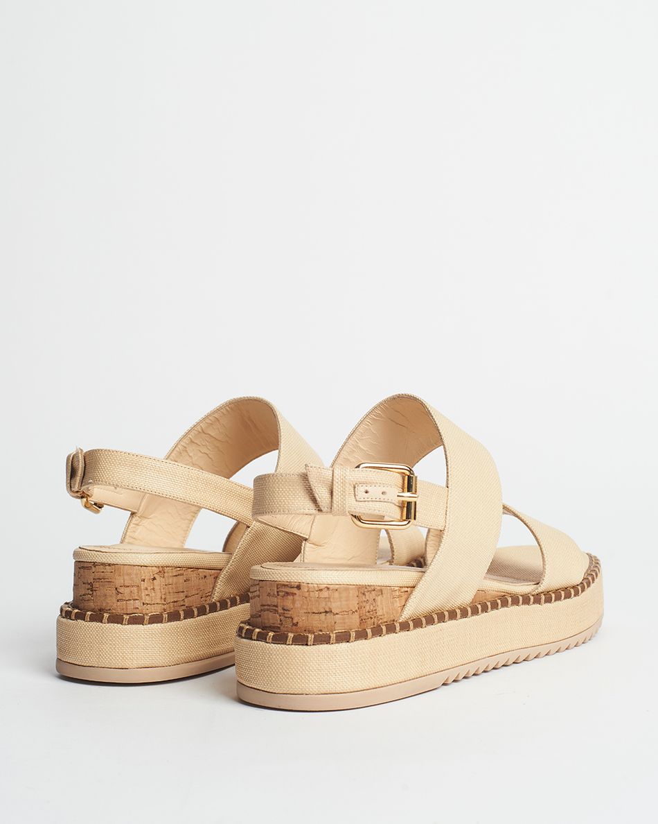 Sandália Flatform Julia Palha Bege