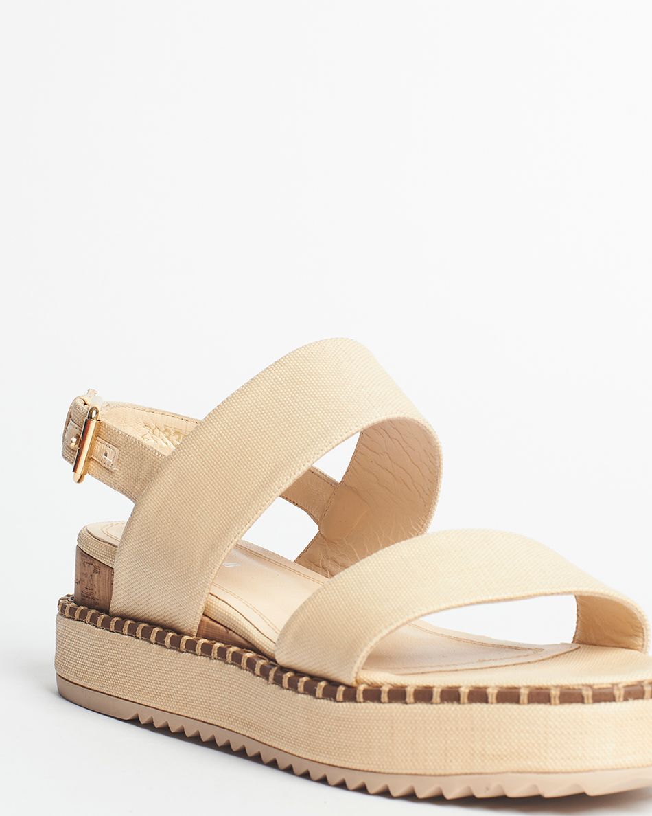 Sandália Flatform Julia Palha Bege