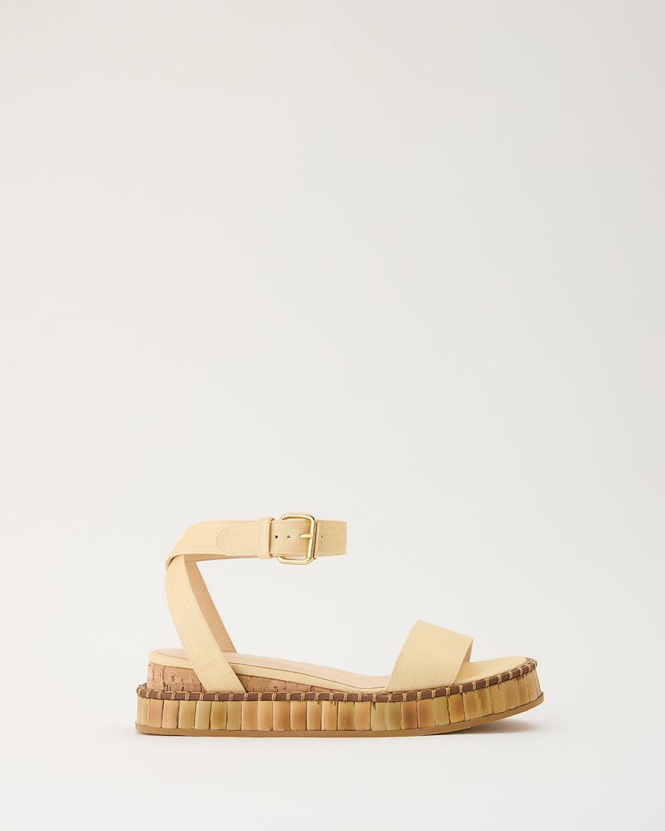 Flatform Bianca Bamboo Palha Bege