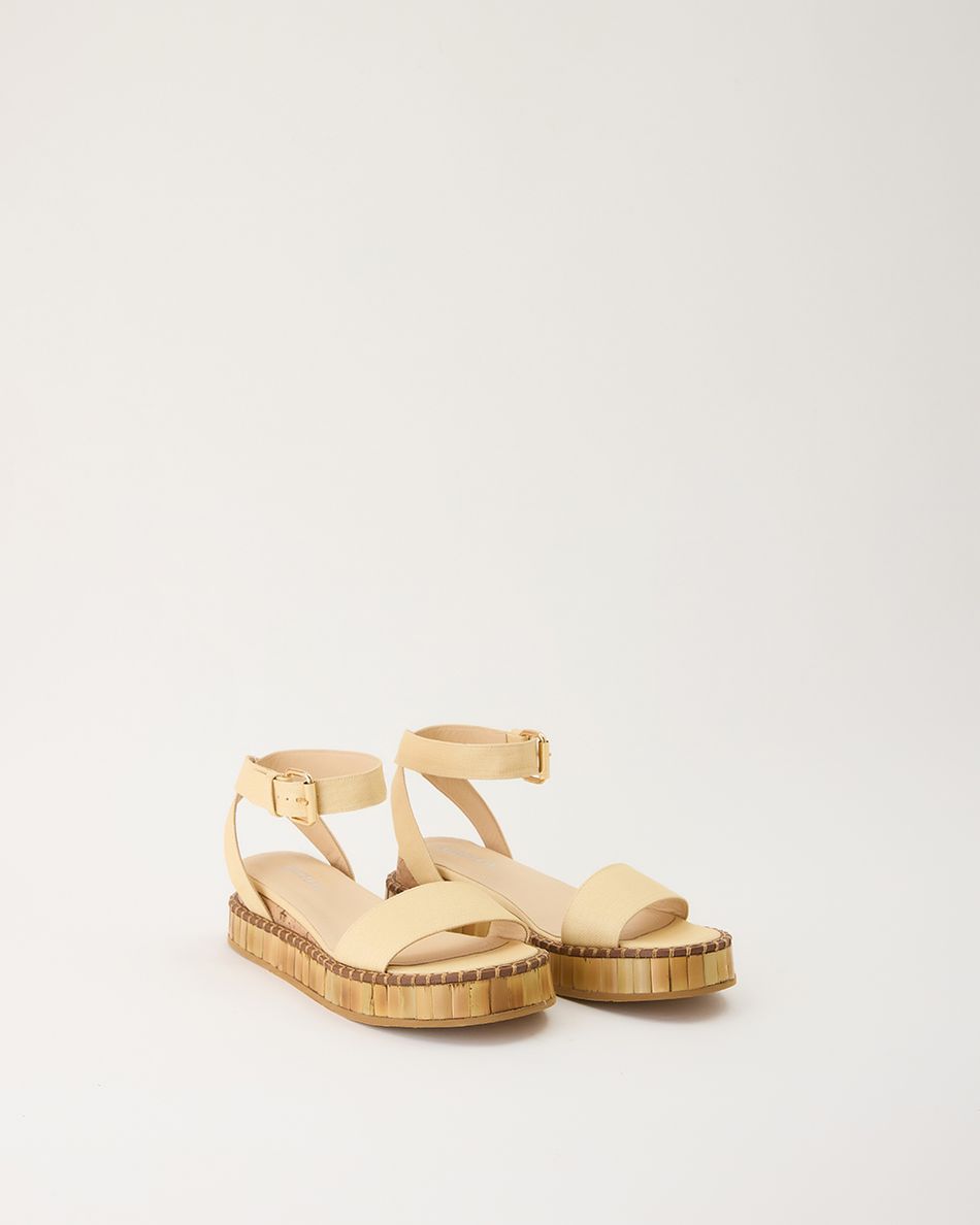 Flatform Bianca Bamboo Palha Bege