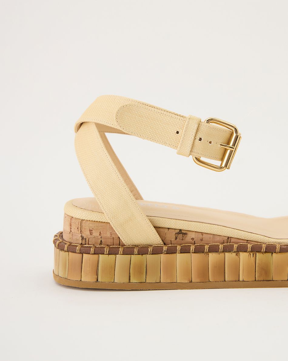 Flatform Bianca Bamboo Palha Bege