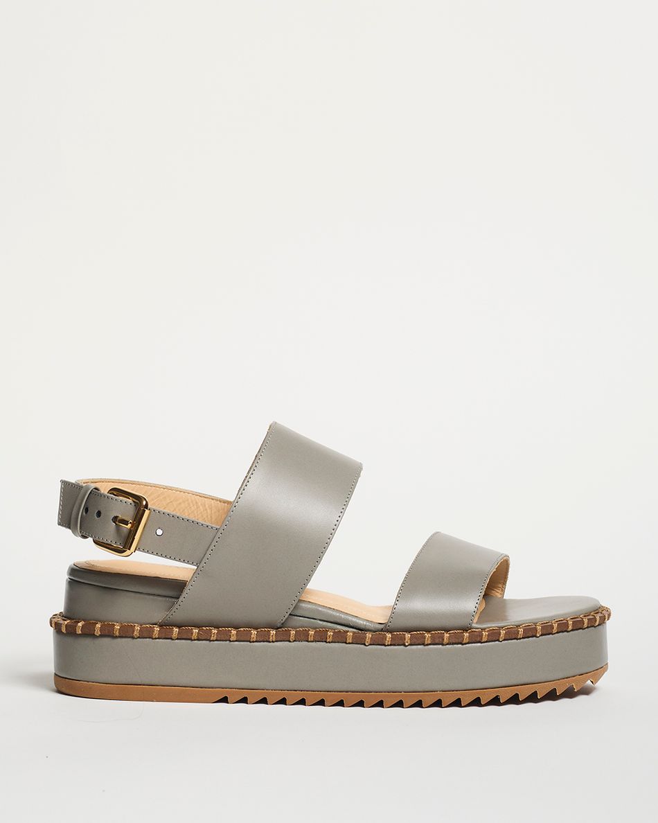 Flatform Julia Couro Cinza
