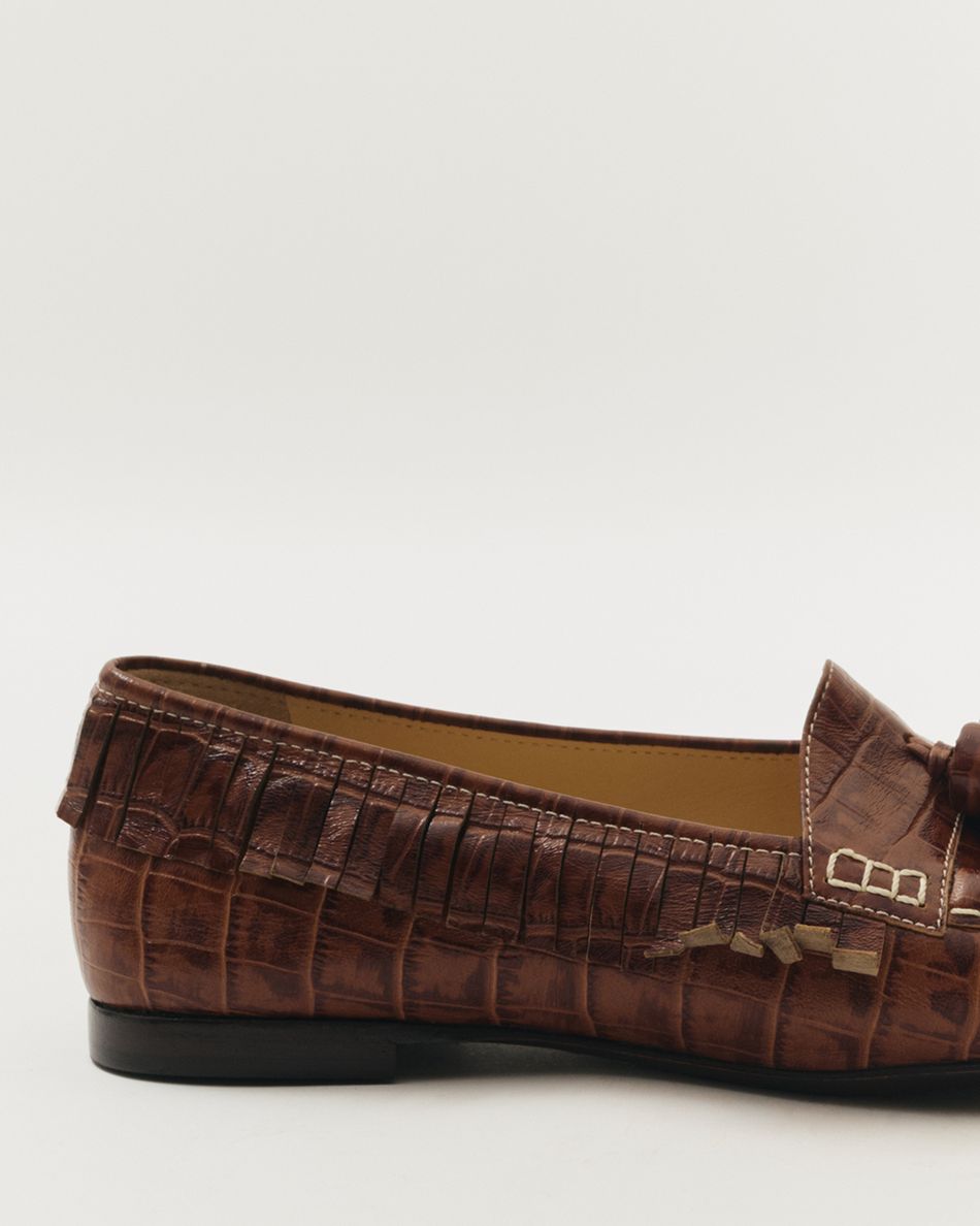 Mocassim Esther Croco Café