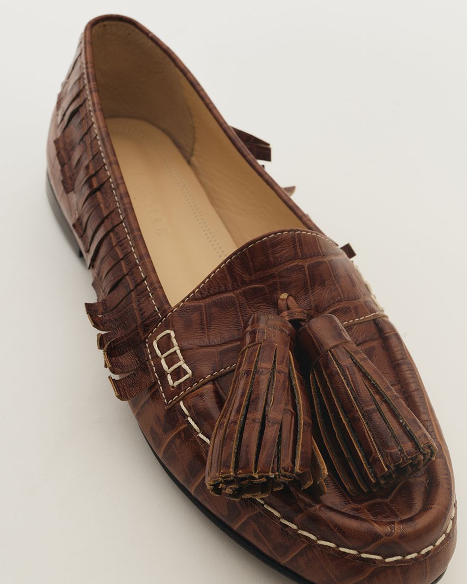 Mocassim Esther Croco Café