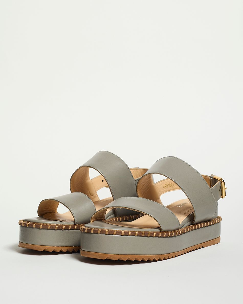 Flatform Julia Couro Cinza