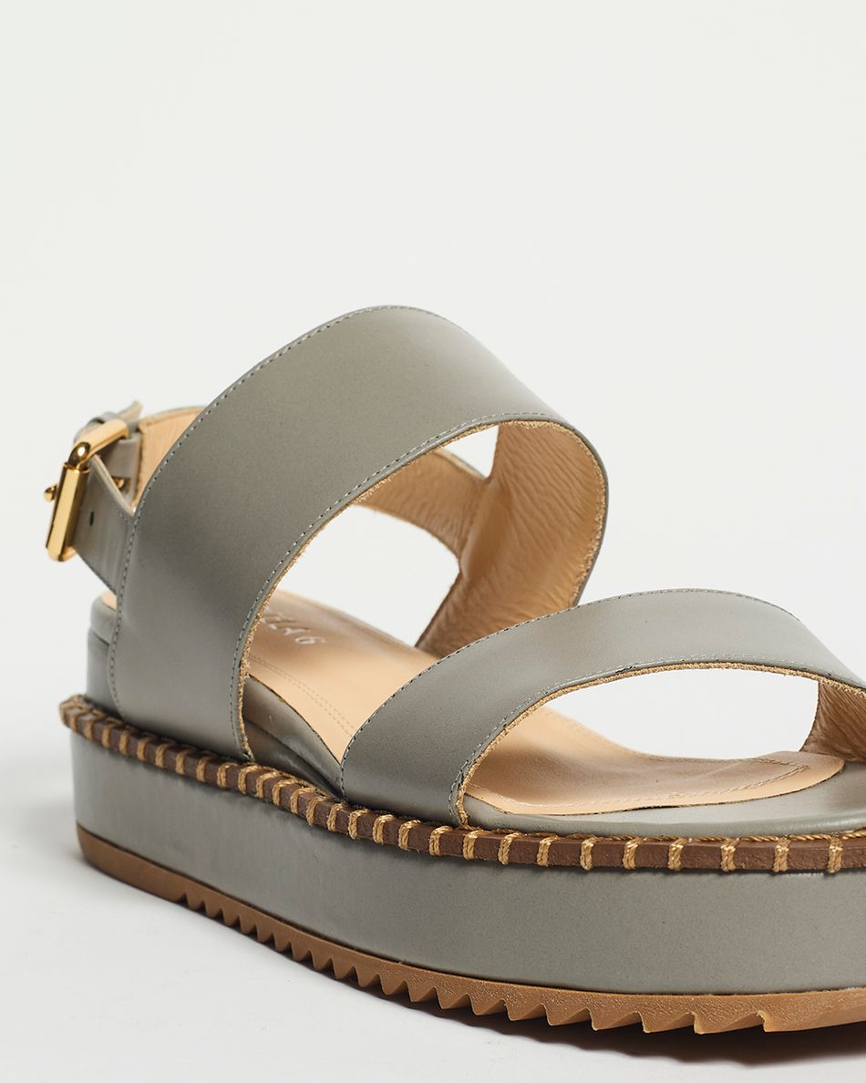 Flatform Julia Couro Cinza