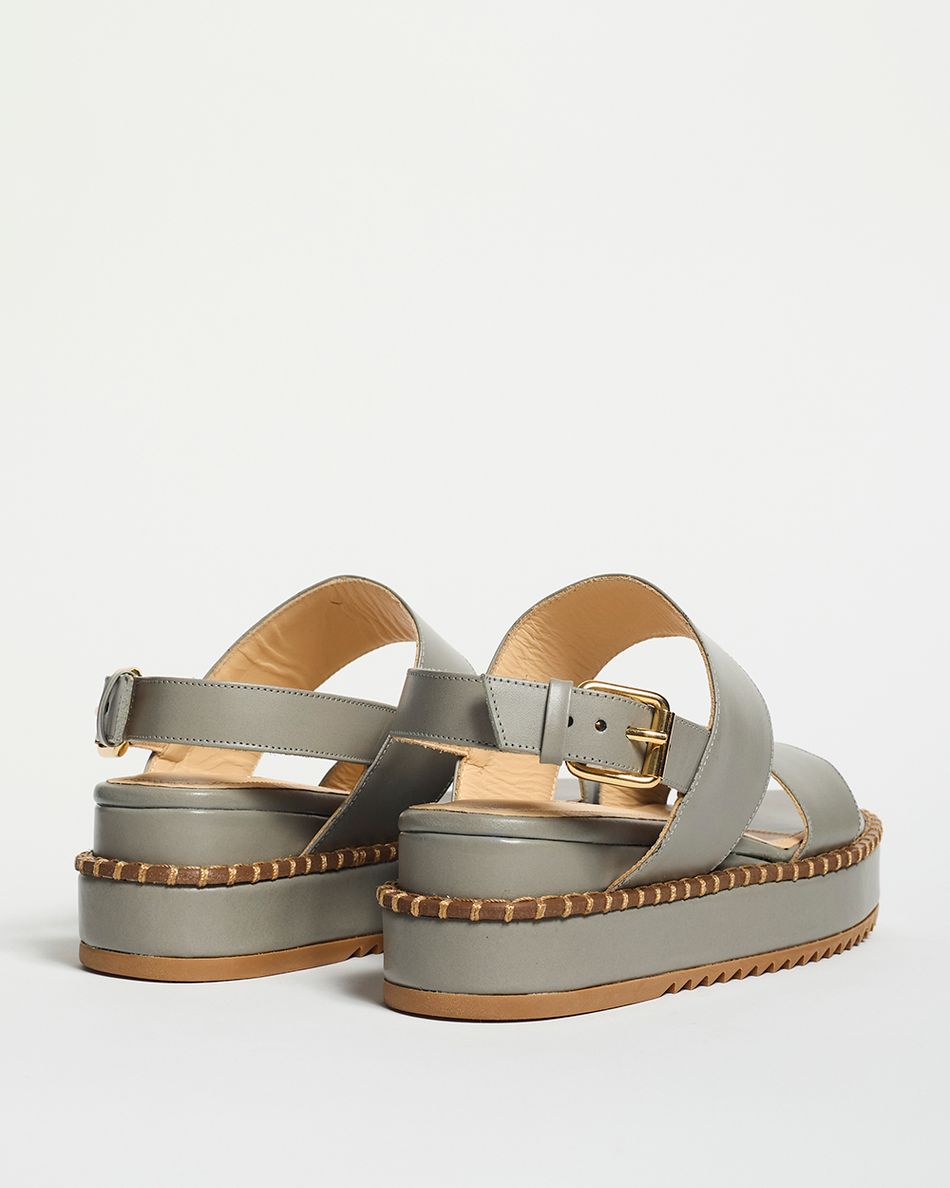 Flatform Julia Couro Cinza
