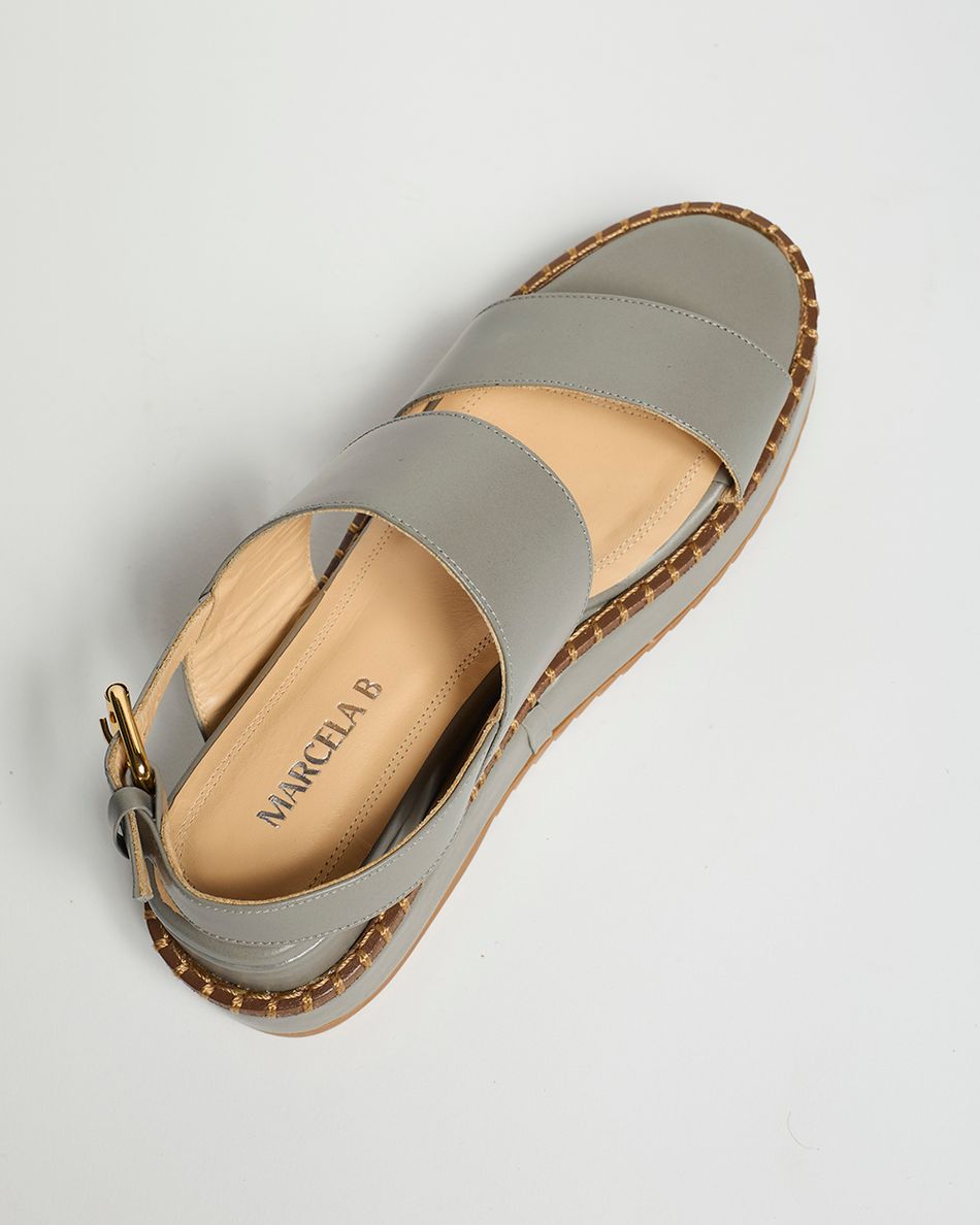 Flatform Julia Couro Cinza