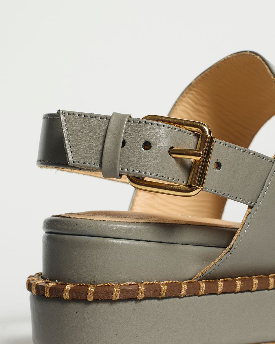 Flatform Julia Couro Cinza