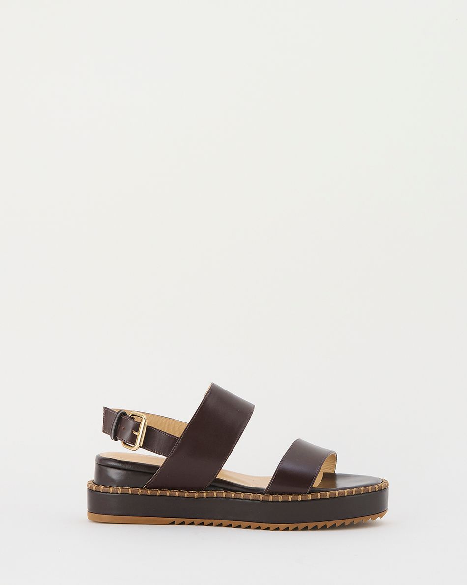 Flatform Julia Couro Pinhão