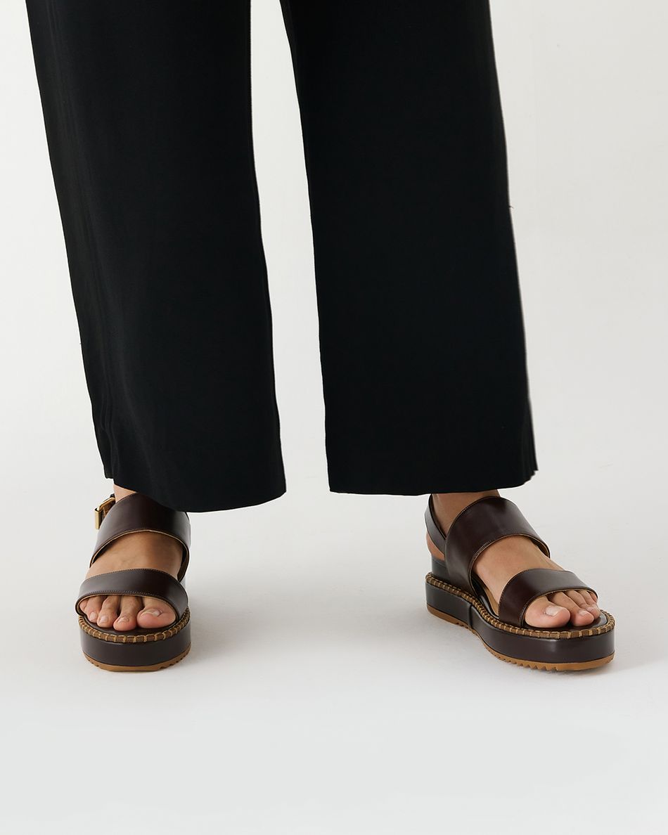 Flatform Julia Couro Pinhão