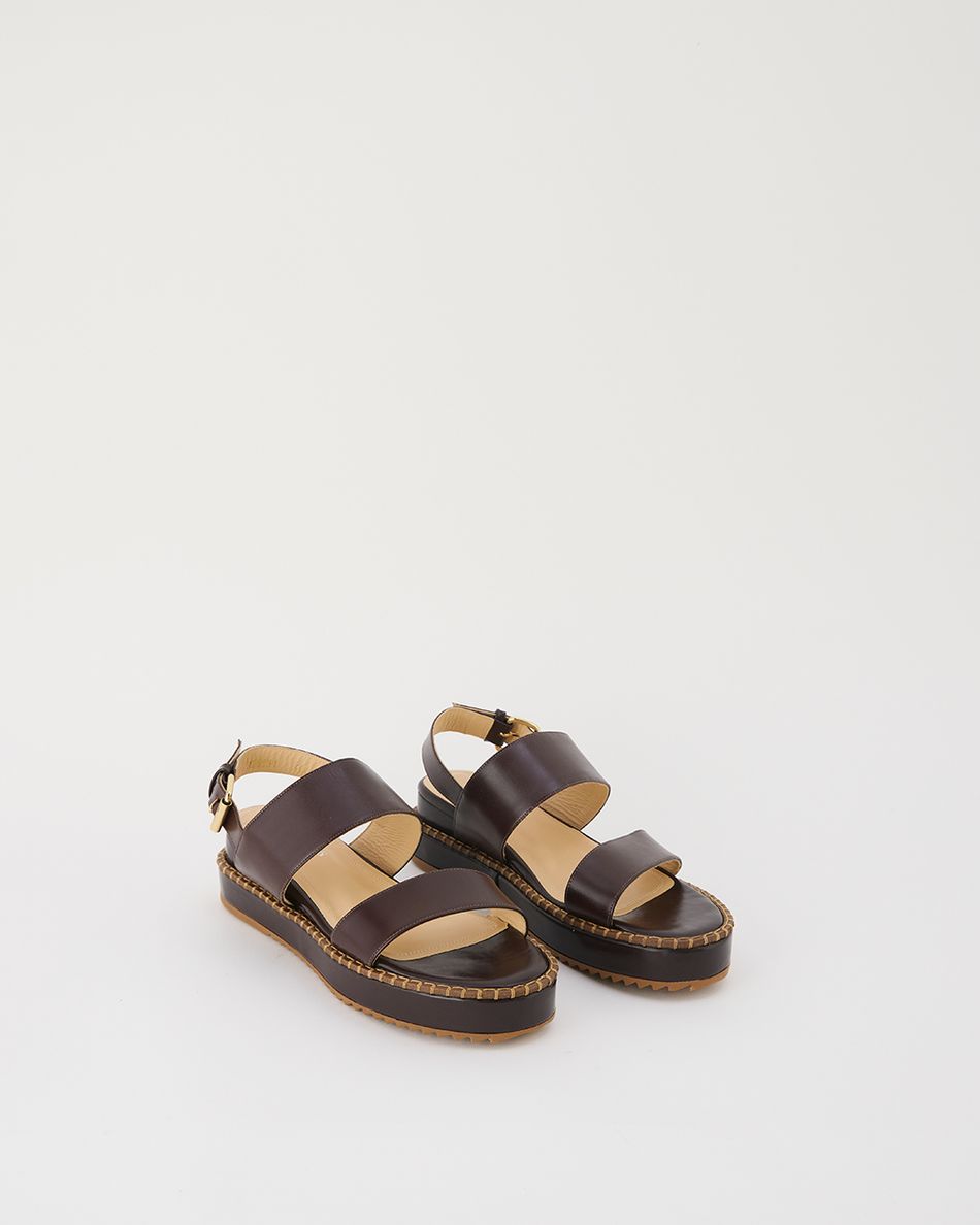 Flatform Julia Couro Pinhão
