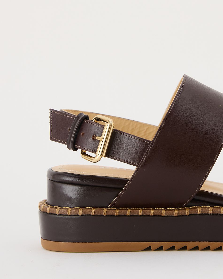 Flatform Julia Couro Pinhão