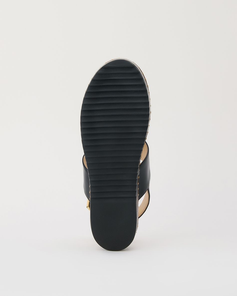 Flatform Julia Couro Preta