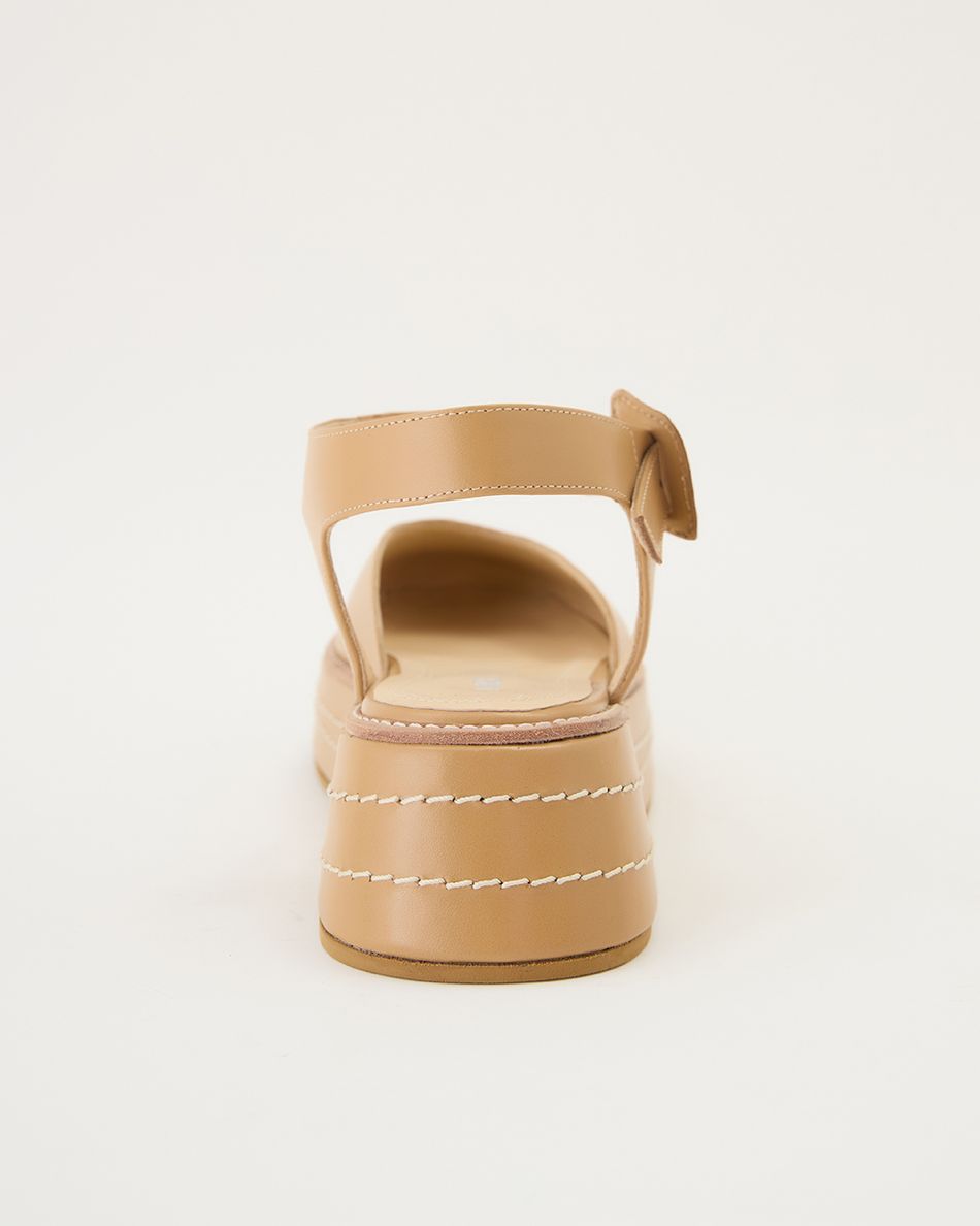 Flatform Mary Jane Couro Bege