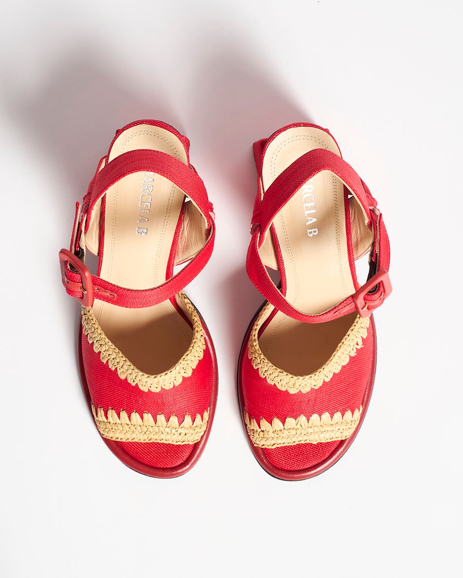 Sandália Gaia Palha Vermelho