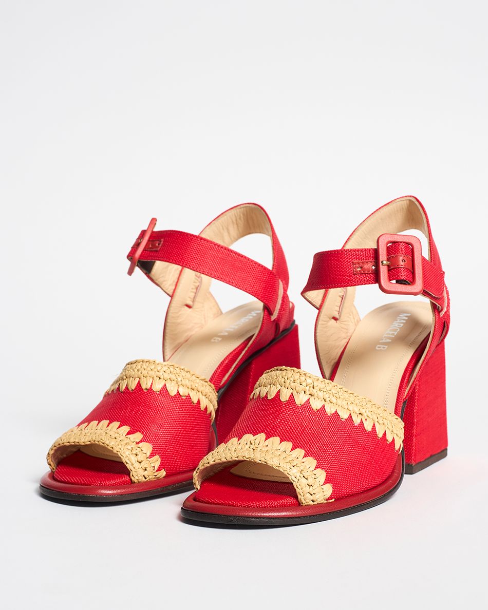 Sandália Gaia Palha Vermelho