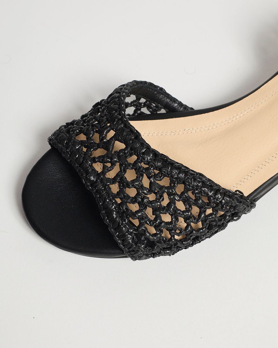 Sandália Rasteira Francis Crochê Preto