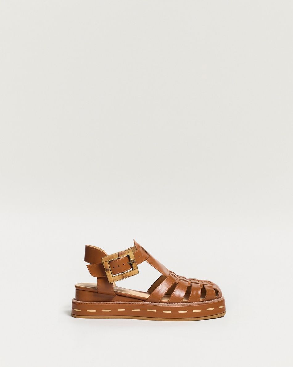 Flatform Melissa Bamboo Cognac