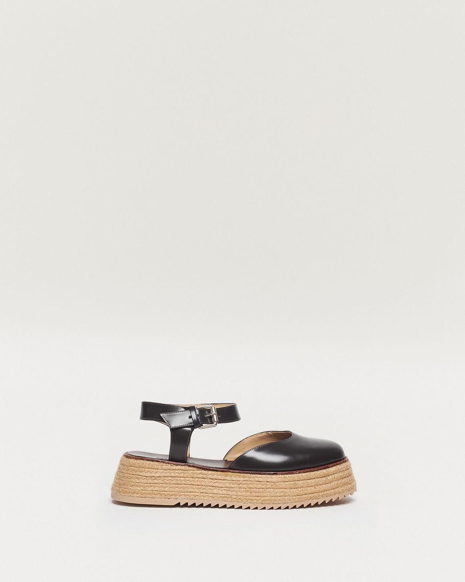 Flatform Mary Jane Couro Café
