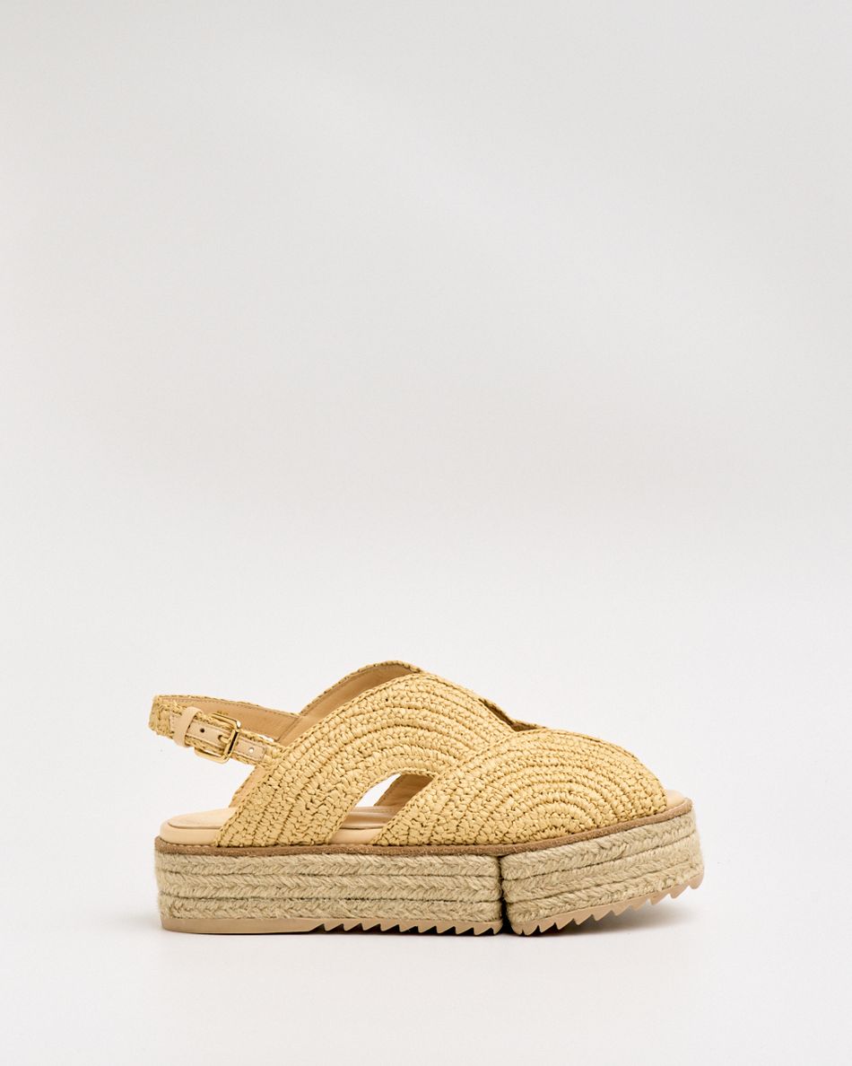 Flatform Luna Crochê Bege