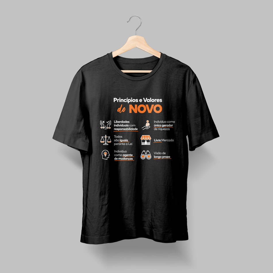 Camiseta Princípios e Valores do NOVO Preta (Unissex)