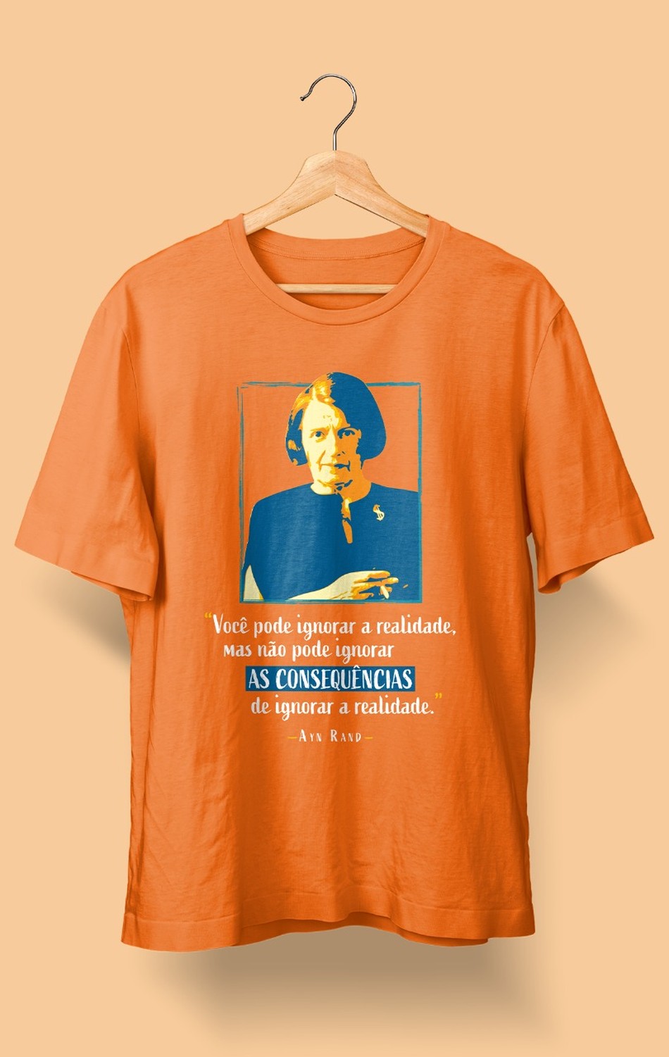 Camiseta Ayn Rand Laranja (Masculina)