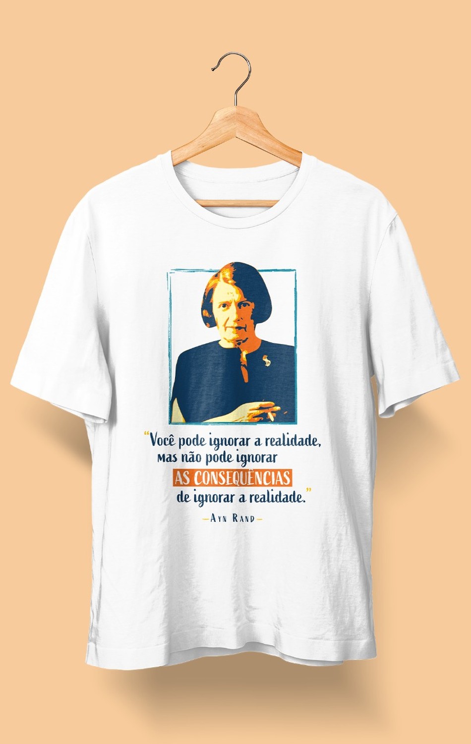 Camiseta Ayn Rand Branca (Feminina)