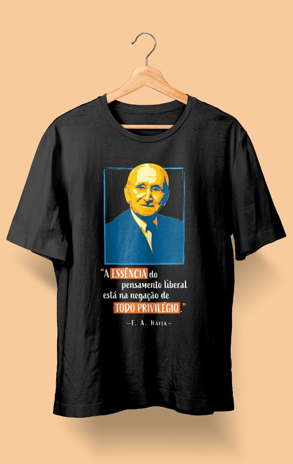 Camiseta Friedrich Hayek Preta (Masculina)