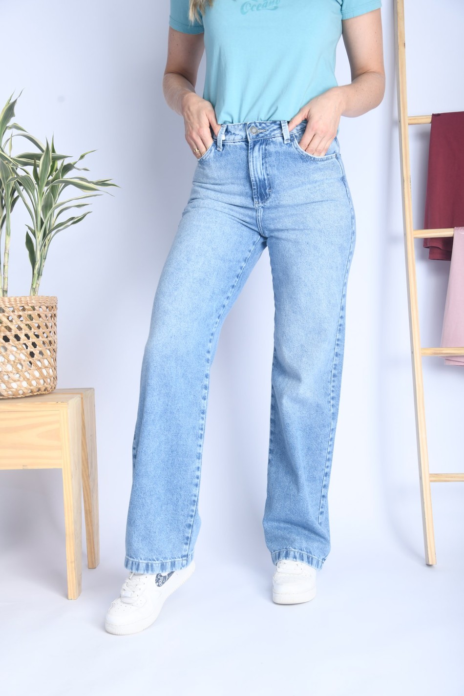 CALÇA JEANS  FEMININA OCEANO WIDE LEG 