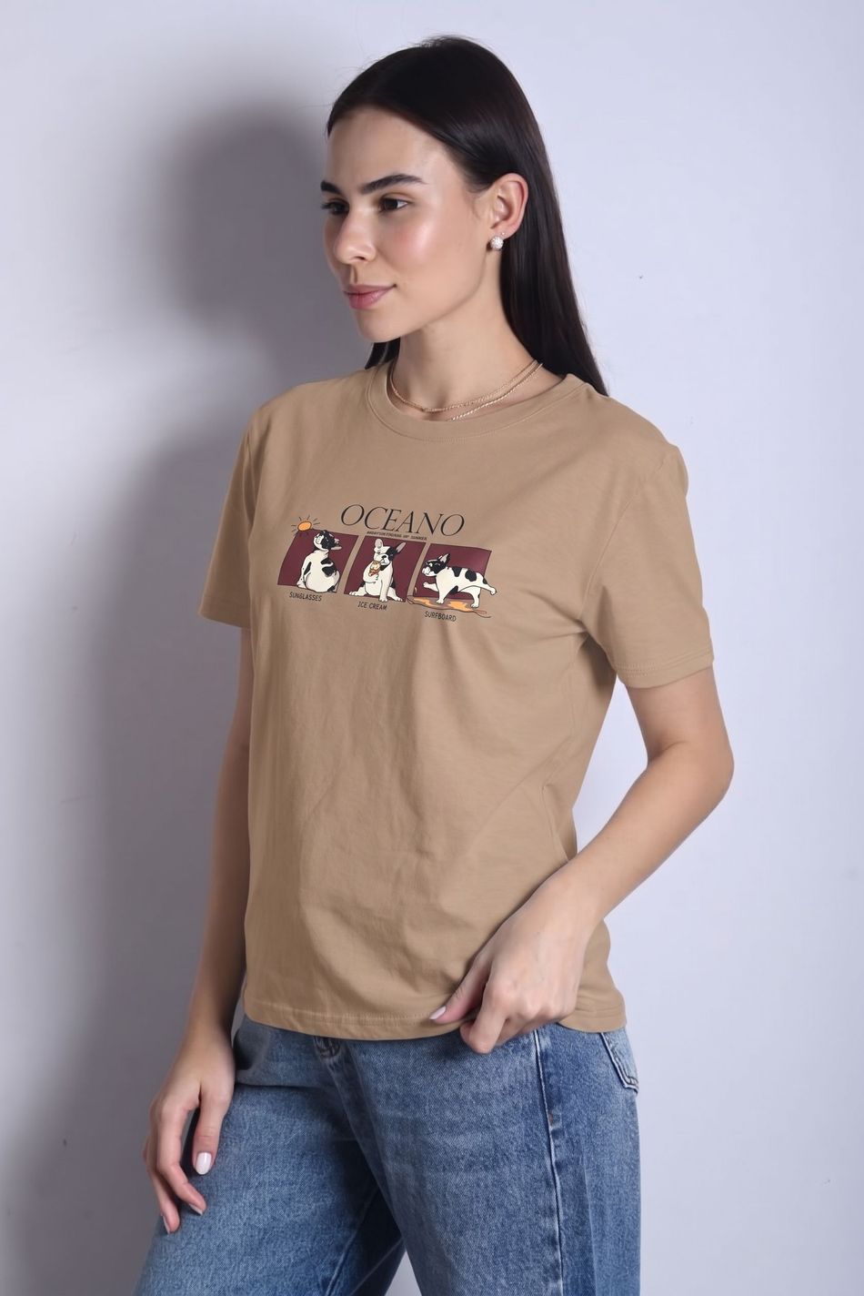 CAMISETA OCEANO FEMININA BASIC FIT GOLD