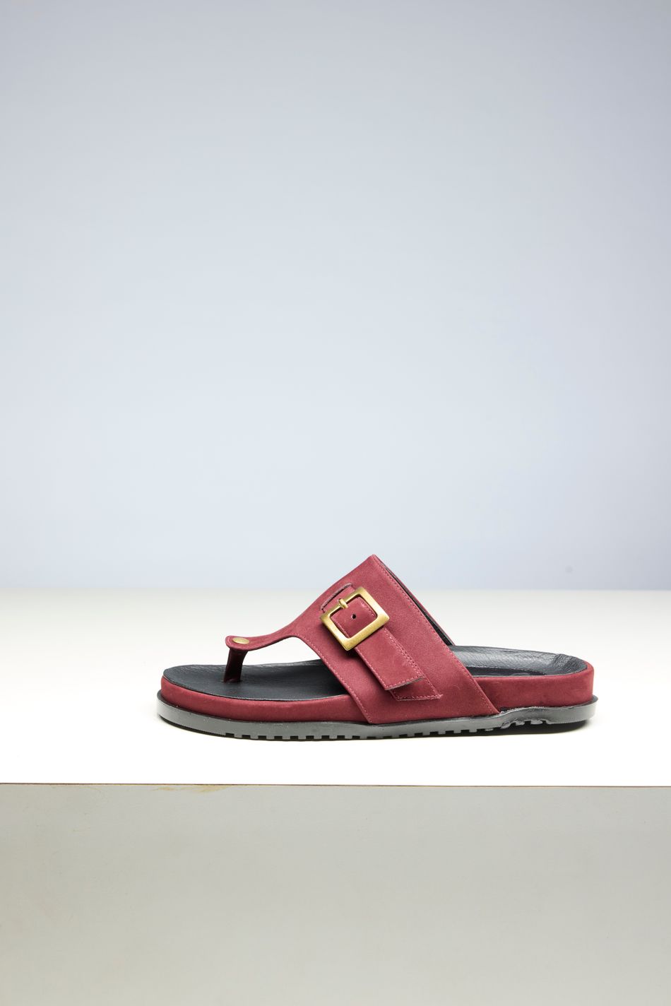 4177 - SANDÁLIA BAIXA NOBUCK BORDEAUX