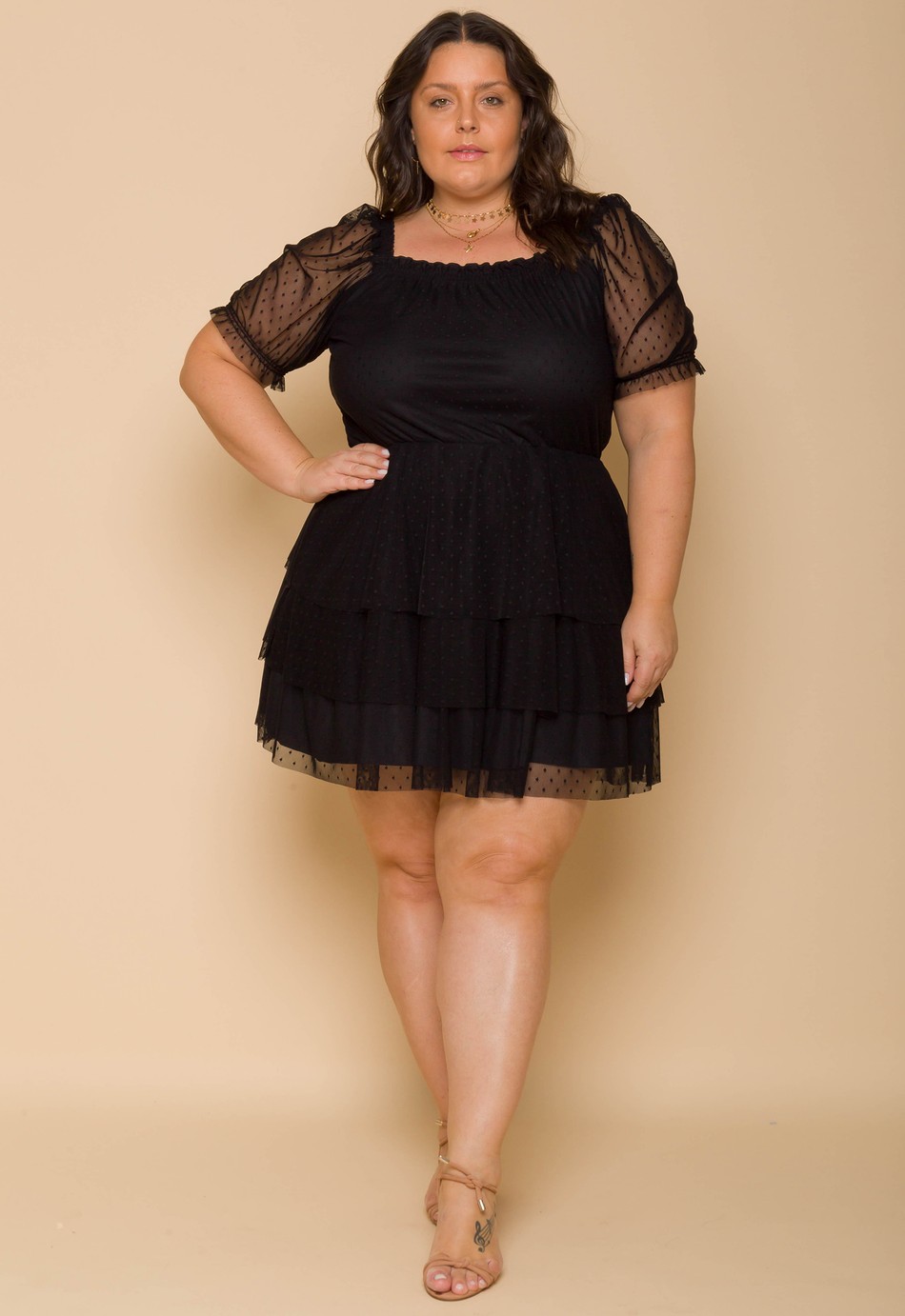 VESTIDO CURTO DE TULE PRETO BRIGITTE