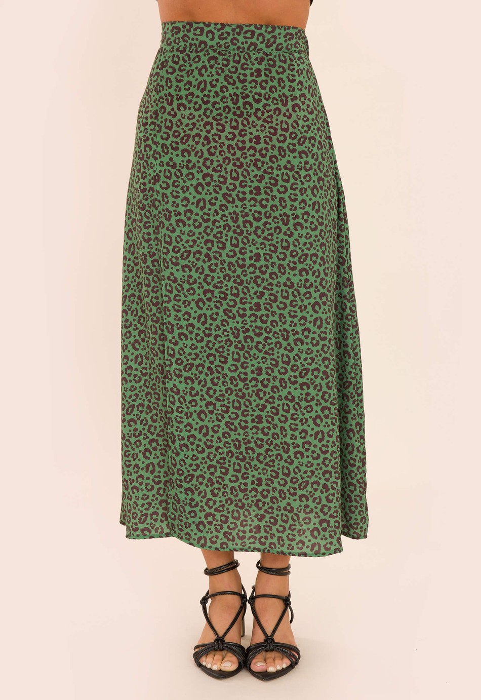 SAIA MIDI ALICE ANIMAL PRINT VERDE MILITAR