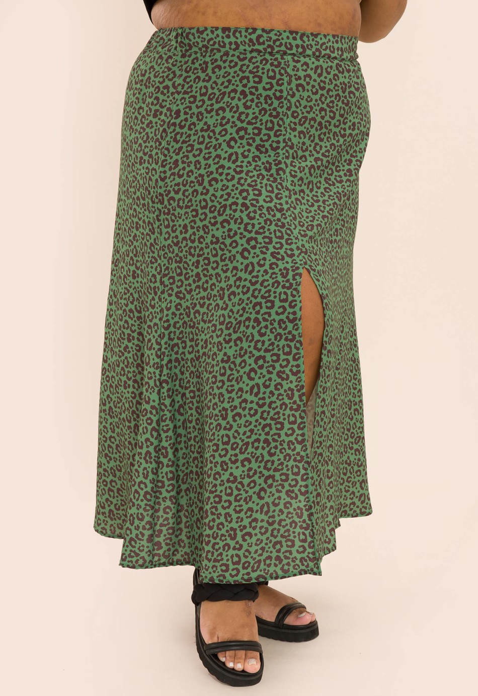 SAIA MIDI ALICE ANIMAL PRINT VERDE MILITAR