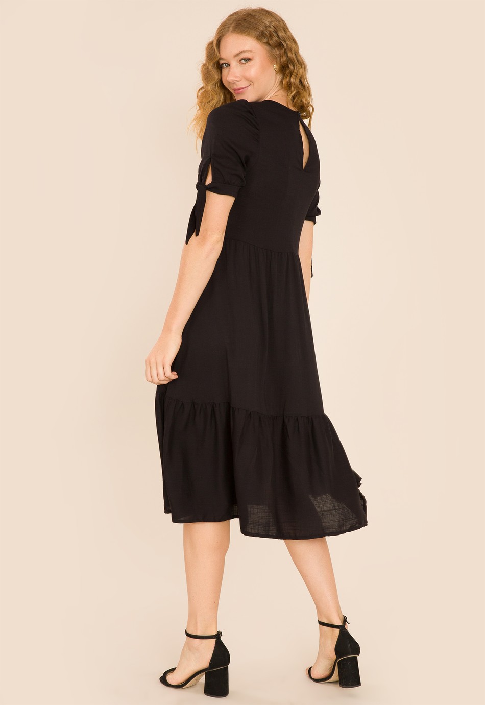 VESTIDO DE VISCOSE MIRANDA PRETO