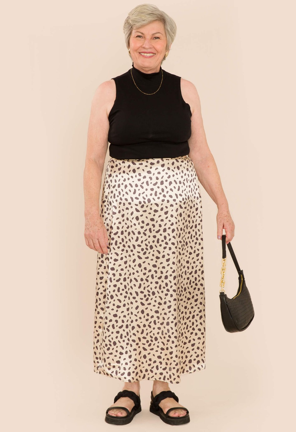 SAIA MIDI CETIM FELICIA ANIMAL PRINT