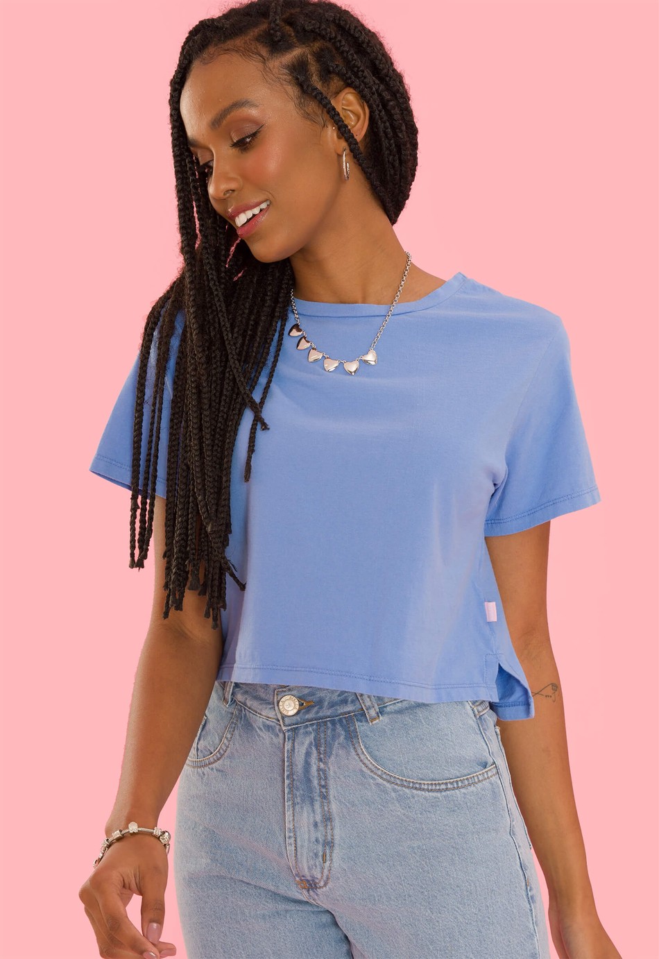 CROPPED ALONGADO DE MALHA CÁSSIA BABY BLUE