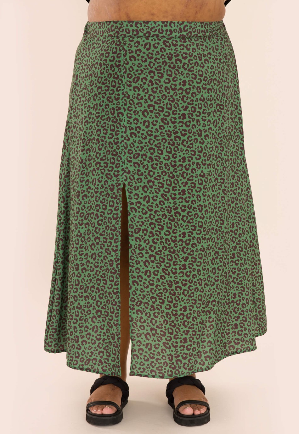 SAIA MIDI ALICE ANIMAL PRINT VERDE MILITAR