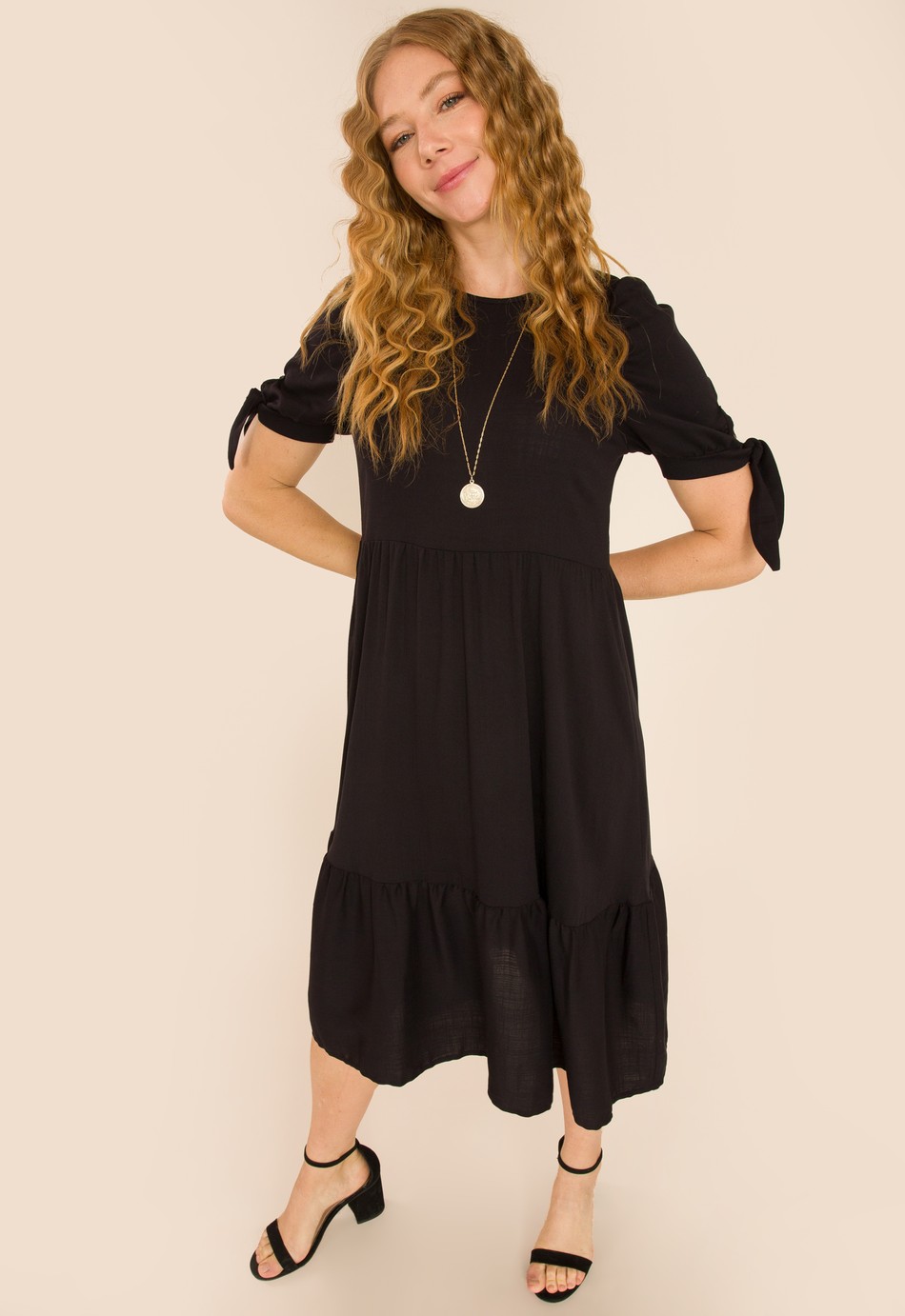 VESTIDO DE VISCOSE MIRANDA PRETO