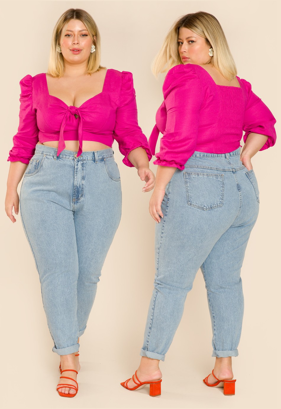 CROPPED DE LINHO CELINA PINK