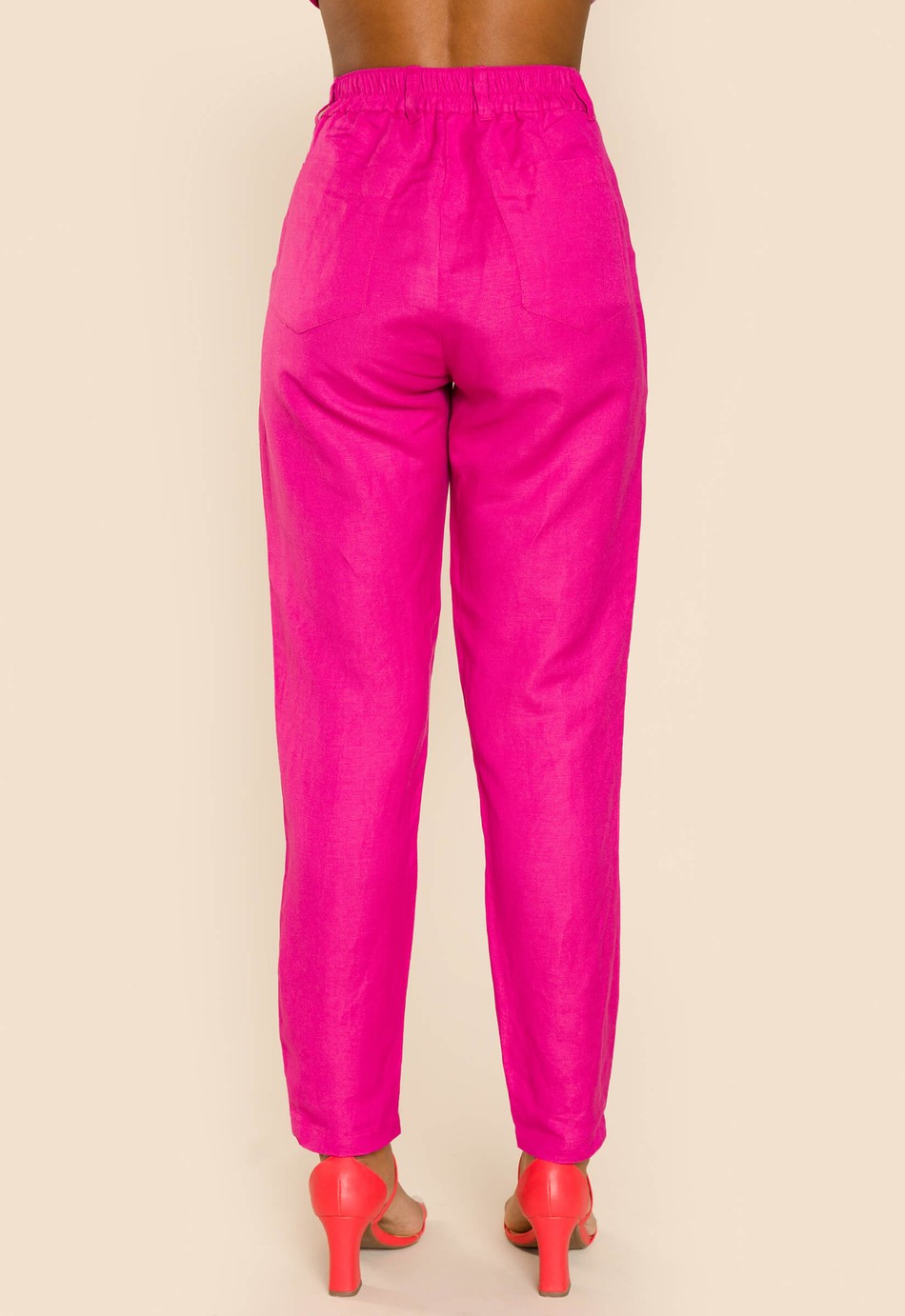 CALÇA ALFAIATARIA DE LINHO CELINA PINK