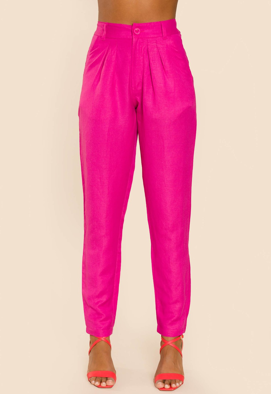 CALÇA ALFAIATARIA DE LINHO CELINA PINK