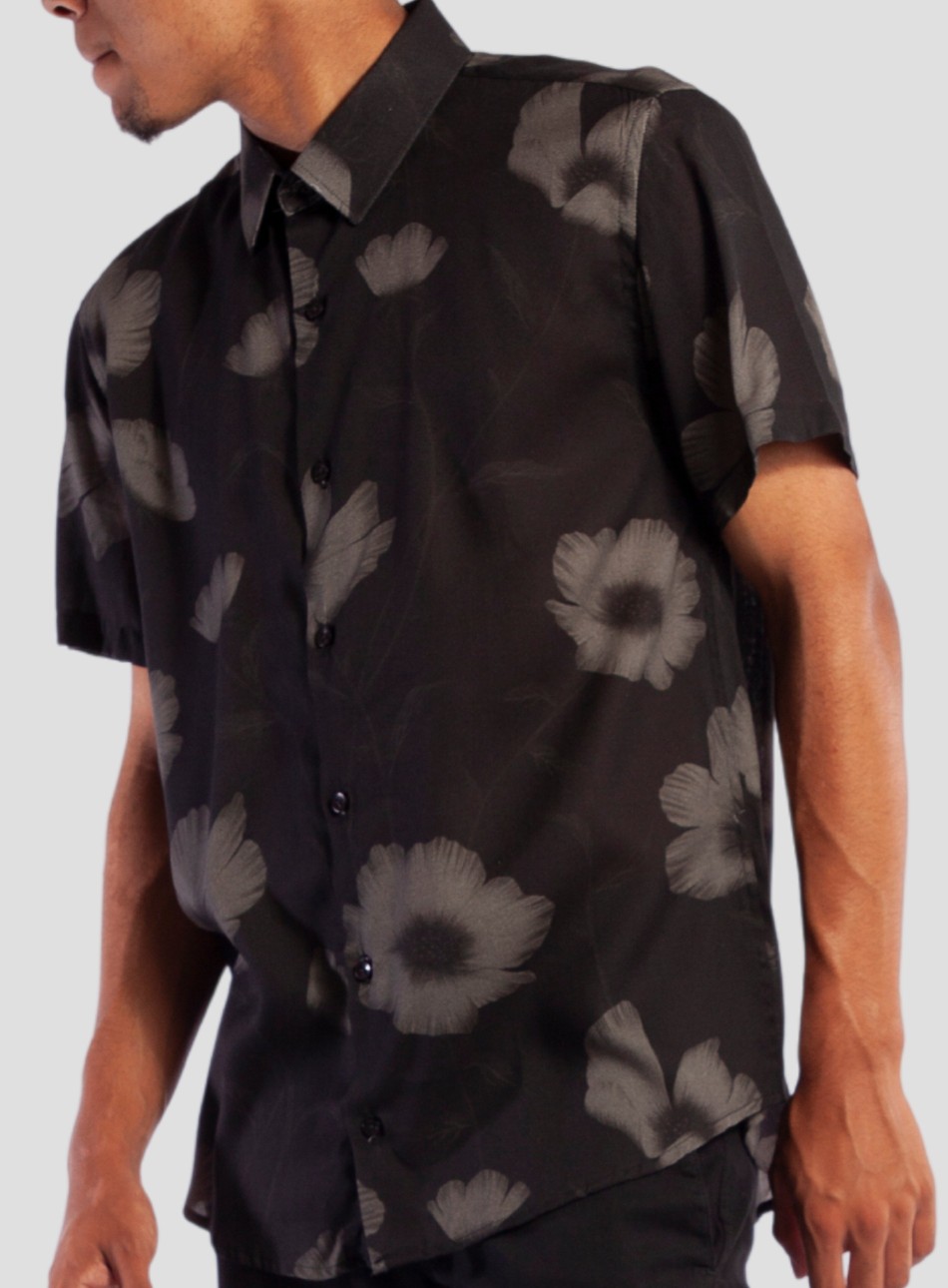 CAMISA MC AQUA FLOWERS