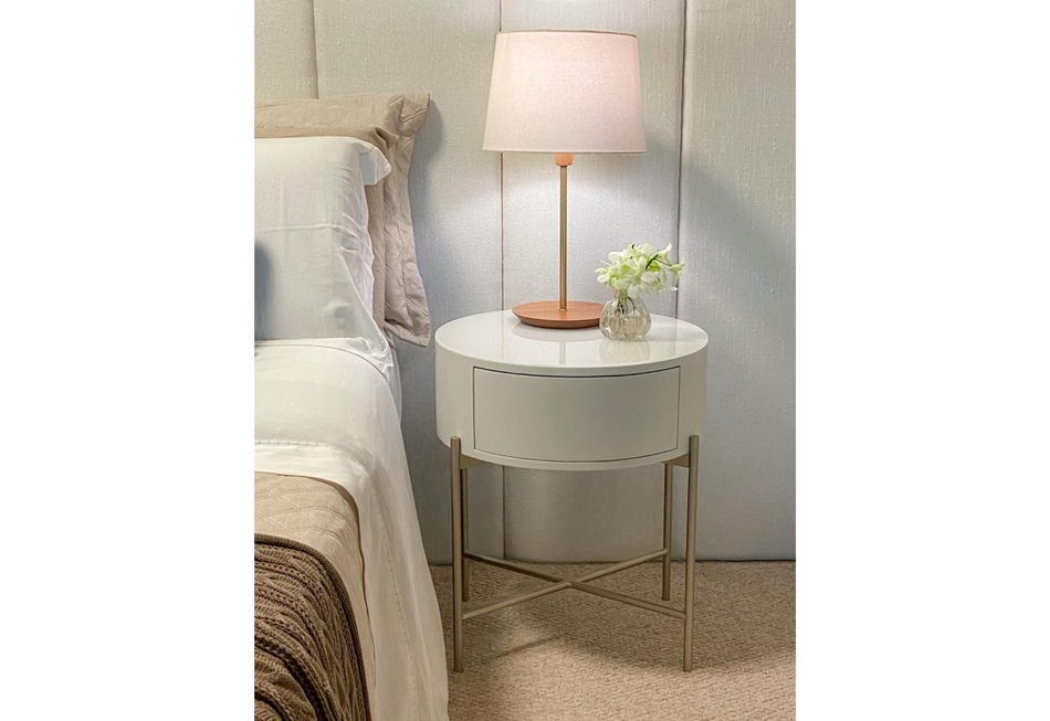 Mesas de cabeceira de mármore luxuosas modernas com mesa de cabeceira  redonda de 2 gavetas para